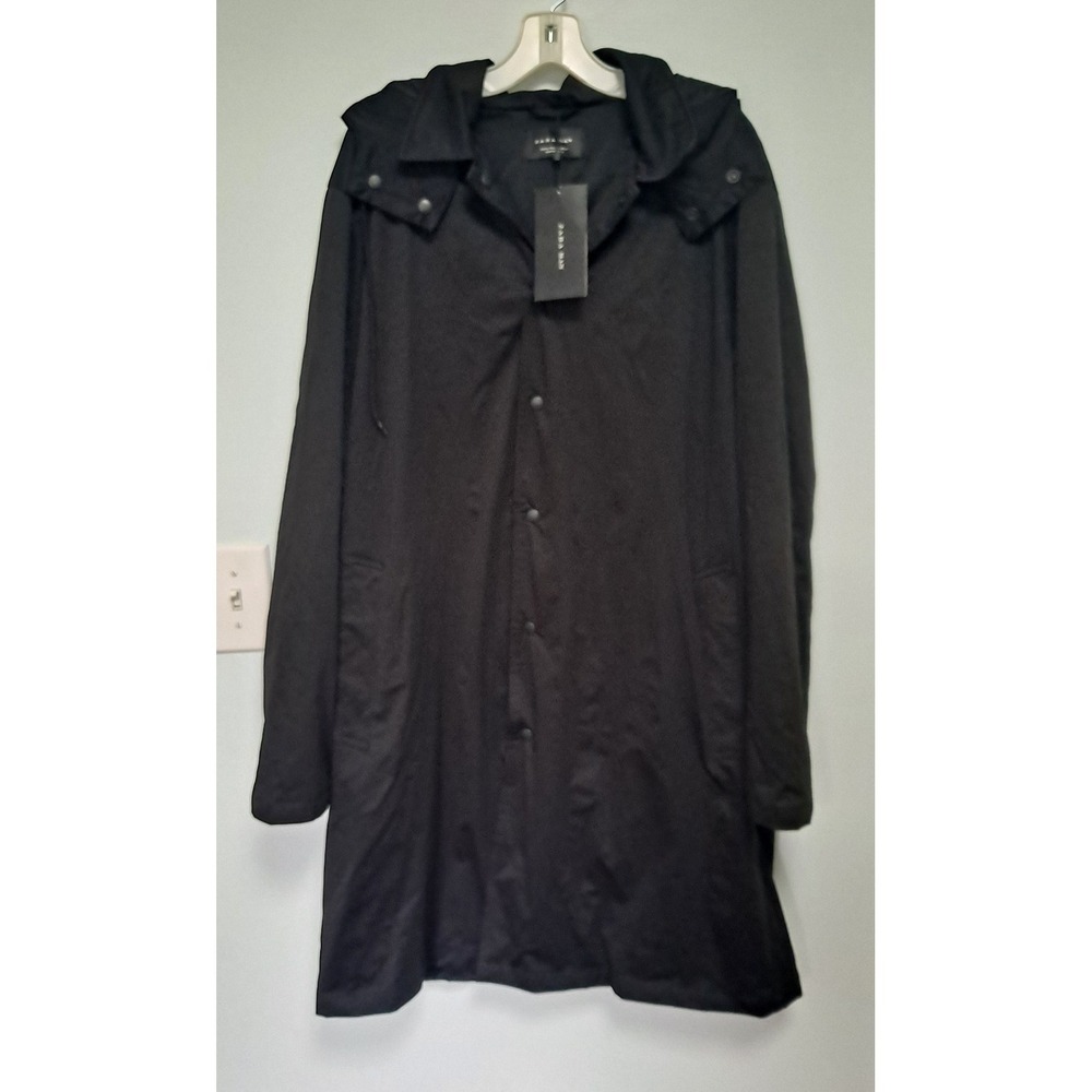 NWT Man Zara Long Black "BACKSTAGE" Graphic Raincoat